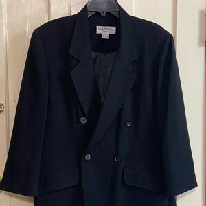 Maggie‎ McNaughton double breasted Black Blazer Sz 16W petite ,shoulder pads,